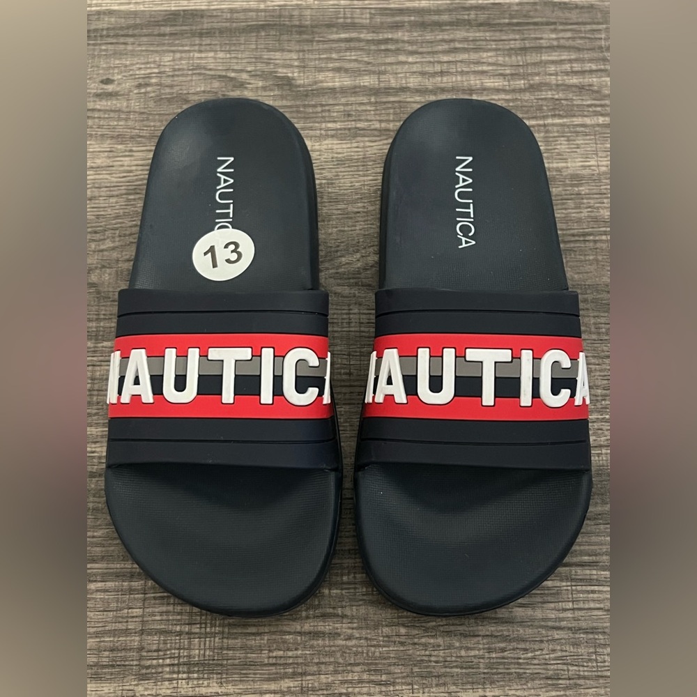 Nautica Boy Logo Slide Sandals Blue Color Size 13
